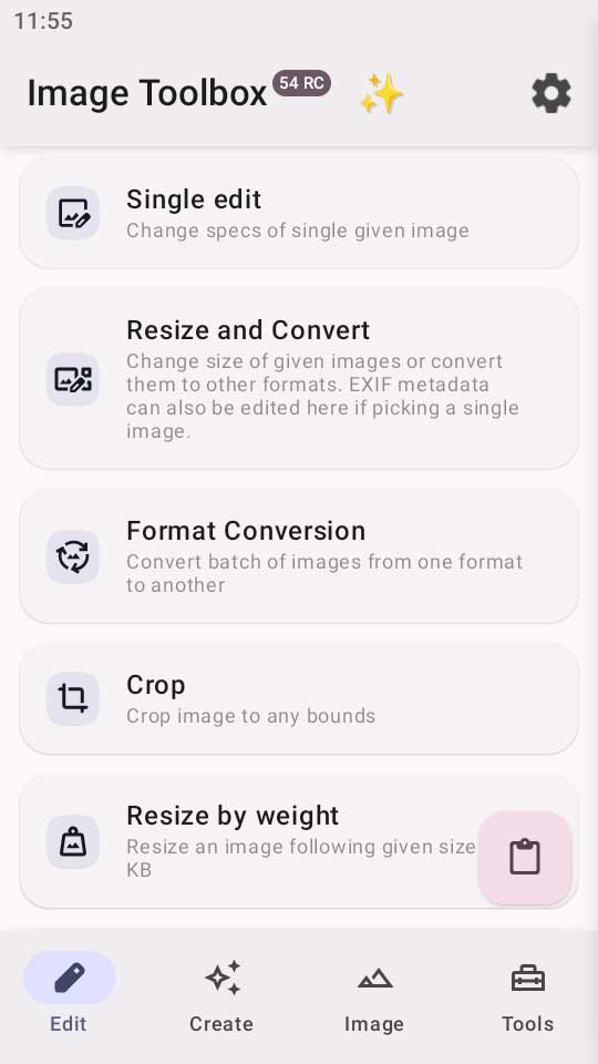 Image Toolbox app - Edit menu