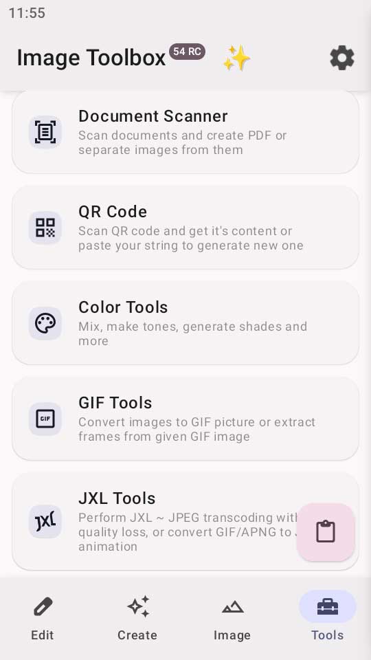 Image Toolbox app - Tools menu